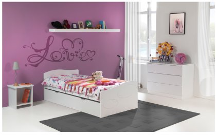 Image Chambre Enfant Ado Moscou Lit 90x200 Gigogne Couleur Blanc table chevet niche