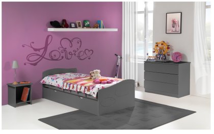 Image Chambre Enfant Ado Moscou Lit 90x190 Tiroir Rangement Couleur Carbone table chevet niche