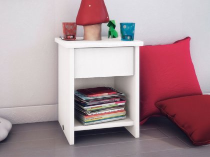 Image Table de chevet enfant LUEN Blanche avec tiroir