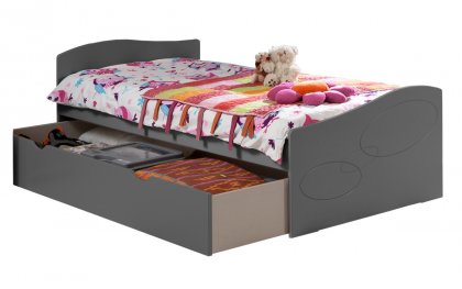 Image Pack 2 pices Lit Enfant Ado Tiroir Rangement + Sommier + Matelas Moscou 90x190 Couleur Carbone