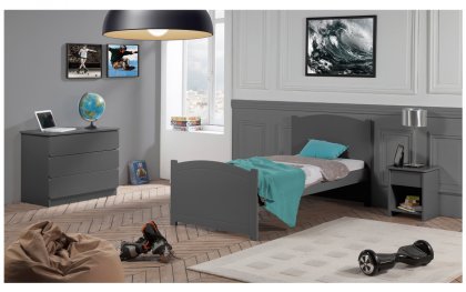 Image Chambre Enfant Ado Florence Lit 90x190 Couleur Carbone table chevet tiroir