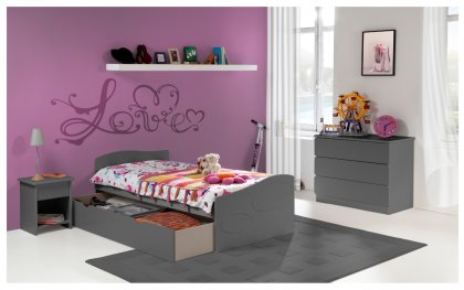 Image Chambre Enfant Ado Moscou Lit 90x200 Tiroir Rangement Couleur Carbone