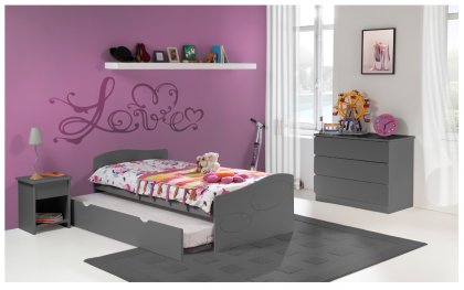 Image Chambre Enfant Ado Moscou Lit 90x200 Gigogne Couleur Carbone  table chevet tiroir