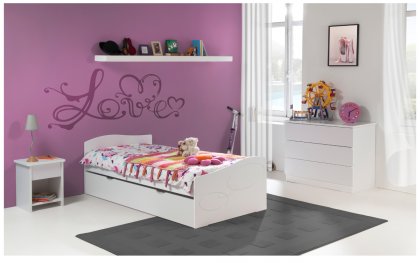 Image Chambre Enfant Ado Moscou Lit 90x200 Gigogne Couleur Blanc  table chevet tiroir